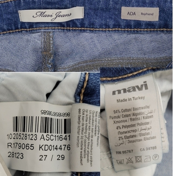 Mavi ADA Boyfriend Embroidered Polka Dot Blue Stretch Ankle Jeans Size 27 - Picture 5 of 16